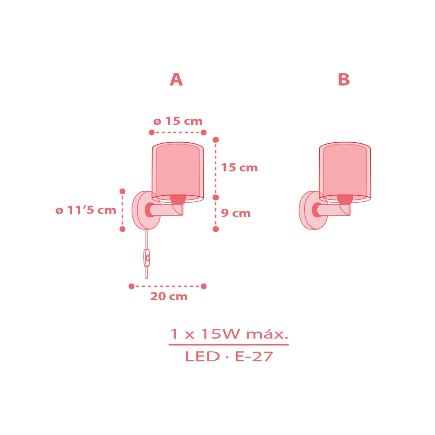 Dalber 41199 - Dziecięcy kinkiet RAINBOW 1xE27/15W/230V wielokolorowy