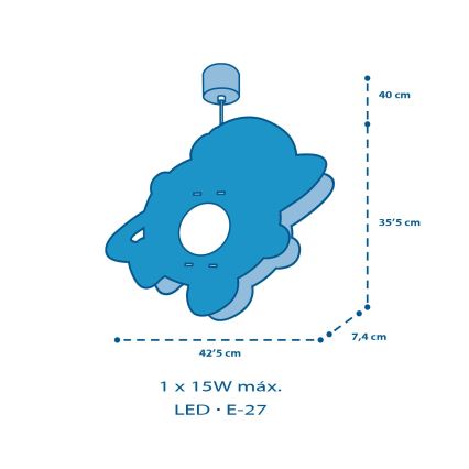 Dalber 41347 - Żyrandol dziecięcy ASTRONAUT 1xE27/15W/230V