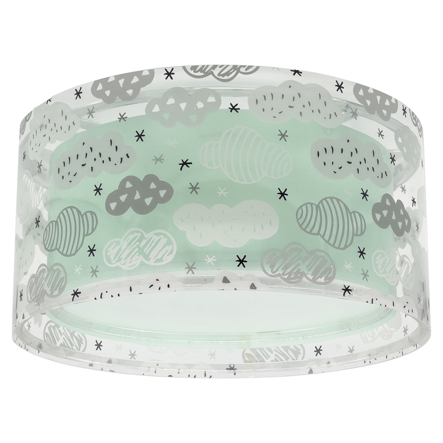 Dalber 41416H - Plafon dziecięcy CLOUDS 2xE27/60W/230V zielony