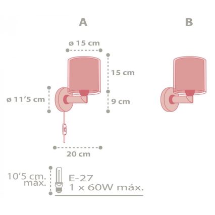 Dalber 41439 - Kinkiet dziecięcy COLOR RAIN 1xE27/60W/230V