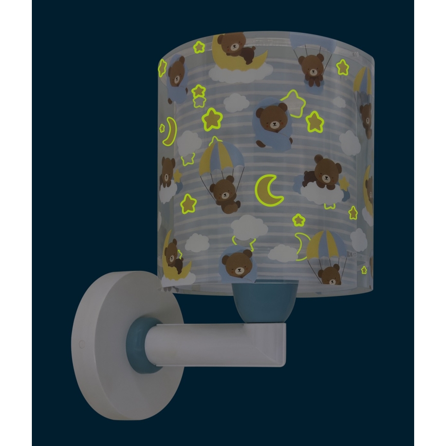 Dalber 41579T - Dziecięca lampa ścienna BABY TEDDY 1xE27/15W/230V niebieska