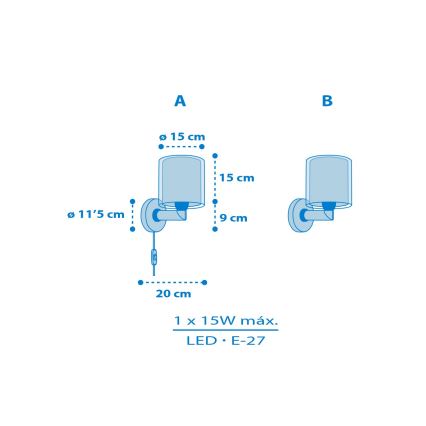 Dalber 41579T - Dziecięca lampa ścienna BABY TEDDY 1xE27/15W/230V niebieska