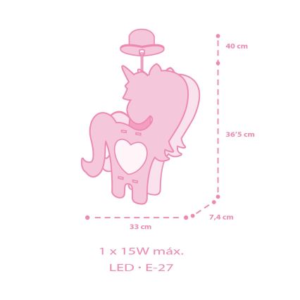 Dalber 41597 - Żyrandol dziecięcy UNICORN 1xE27/15W/230V