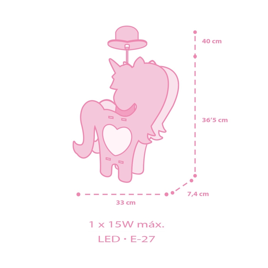 Dalber 41597 - Żyrandol dziecięcy UNICORN 1xE27/15W/230V