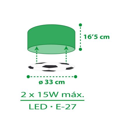 Dalber 41736 - Plafon dziecięcy FOOTBALL 2xE27/15W/230V