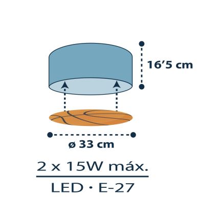 Dalber 41746 - Plafon dziecięcy BASKET 2xE27/15W/230V