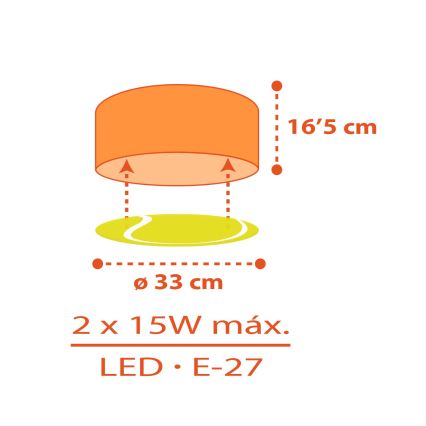 Dalber 41756 - Plafon dziecięcy TENNIS 2xE27/15W/230V