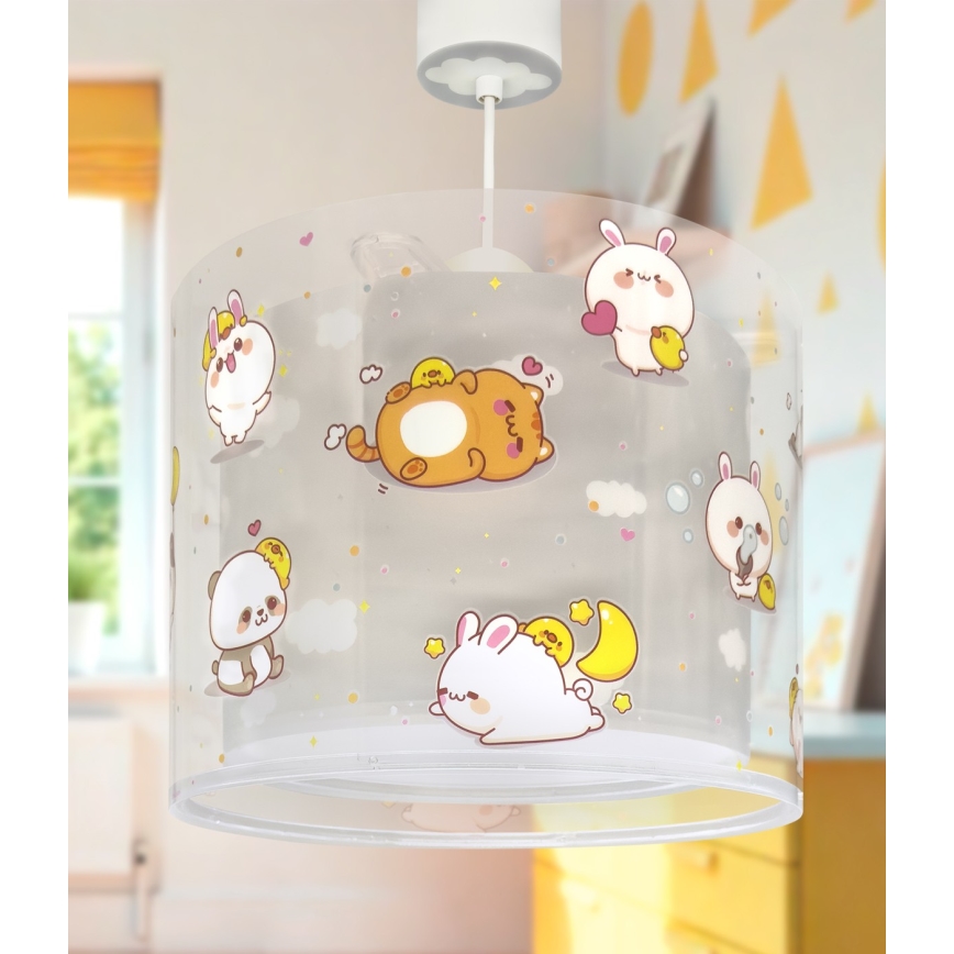 Dalber 41762E - Żyrandol dziecięcy KAWAII FRIENDS 1xE27/15W/230V szary