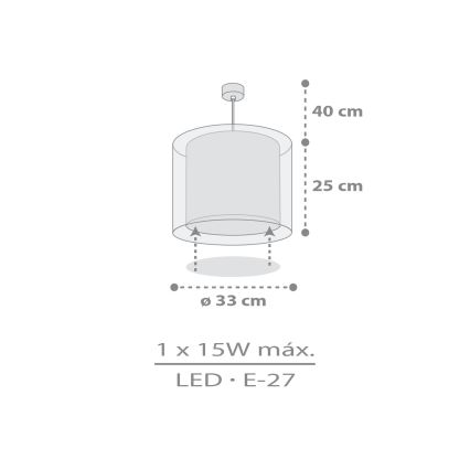Dalber 41762E - Żyrandol dziecięcy KAWAII FRIENDS 1xE27/15W/230V szary