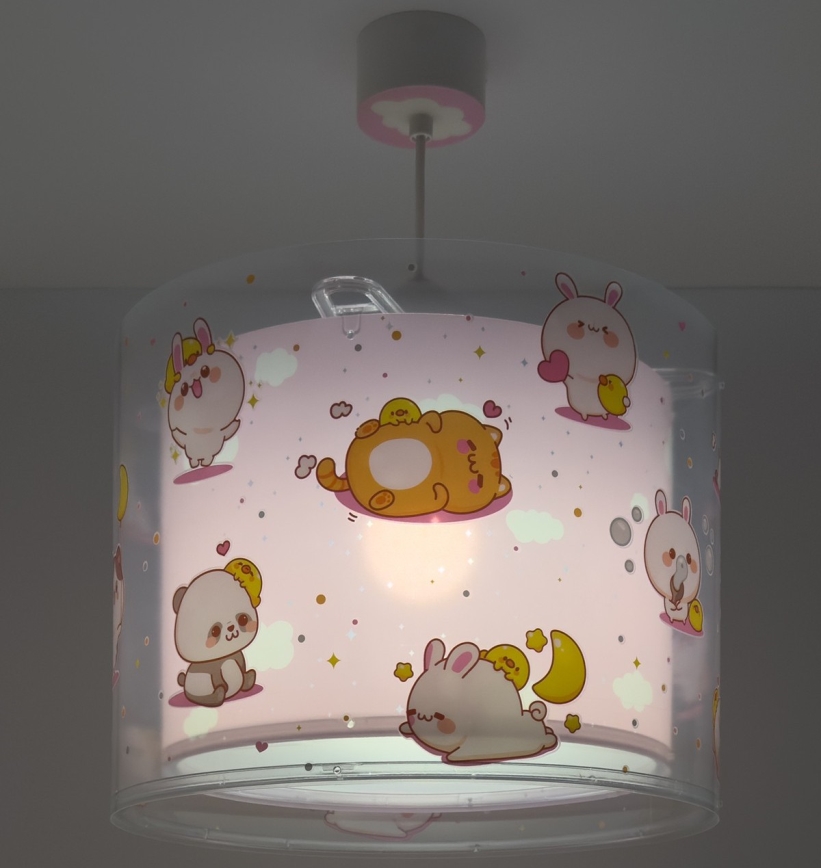 Dalber 41762S - Dziecięca lampa sufitowa KAWAII FRIENDS 1xE27/15W/230V różowa