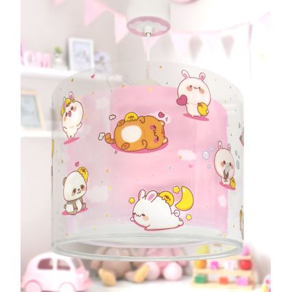 Dalber 41762S - Dziecięca lampa sufitowa KAWAII FRIENDS 1xE27/15W/230V różowa