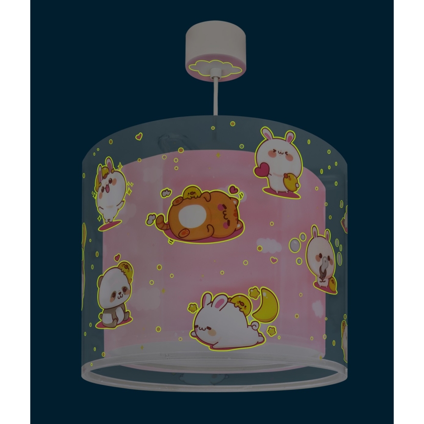 Dalber 41762S - Dziecięca lampa sufitowa KAWAII FRIENDS 1xE27/15W/230V różowa