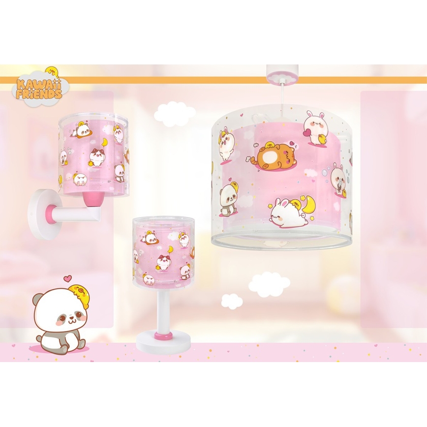 Dalber 41762S - Dziecięca lampa sufitowa KAWAII FRIENDS 1xE27/15W/230V różowa