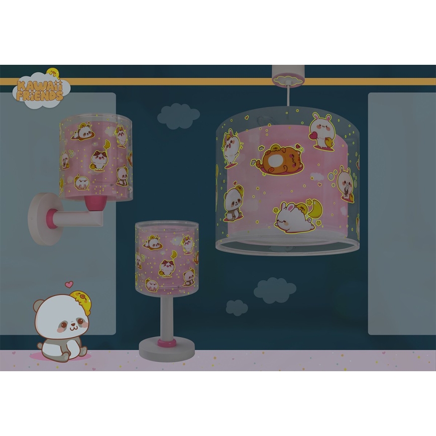 Dalber 41762S - Dziecięca lampa sufitowa KAWAII FRIENDS 1xE27/15W/230V różowa