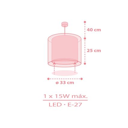 Dalber 41762S - Dziecięca lampa sufitowa KAWAII FRIENDS 1xE27/15W/230V różowa
