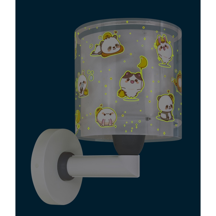 Dalber 41769E - Dziecięca lampa ścienna KAWAII FRIENDS 1xE27/15W/230V szara