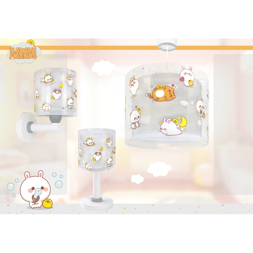 Dalber 41769E - Dziecięca lampa ścienna KAWAII FRIENDS 1xE27/15W/230V szara