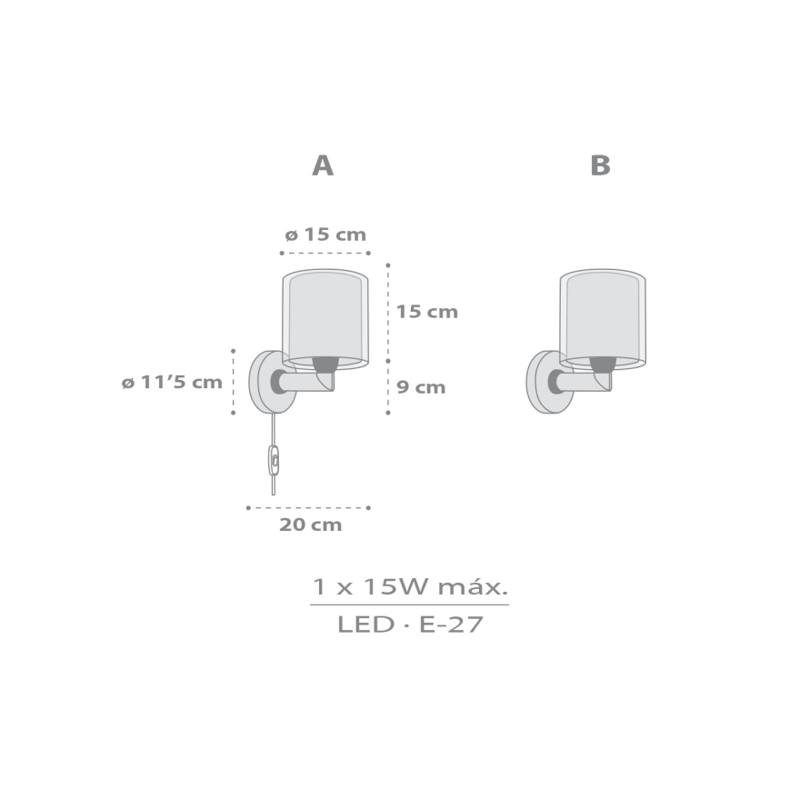 Dalber 41769E - Dziecięca lampa ścienna KAWAII FRIENDS 1xE27/15W/230V szara