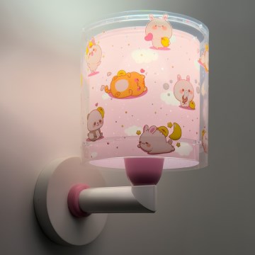 Dalber 41769S - Dziecięca lampa ścienna KAWAII FRIENDS 1xE27/15W/230V różowa