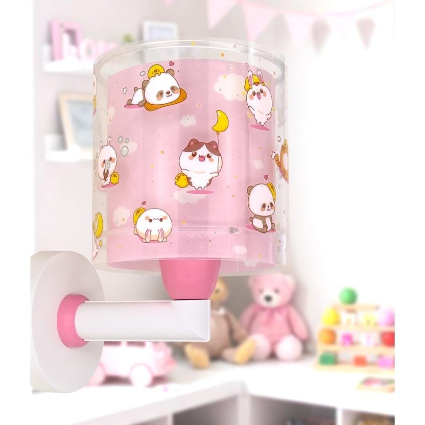 Dalber 41769S - Dziecięca lampa ścienna KAWAII FRIENDS 1xE27/15W/230V różowa