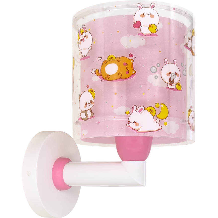 Dalber 41769S - Dziecięca lampa ścienna KAWAII FRIENDS 1xE27/15W/230V różowa