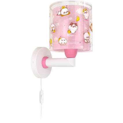 Dalber 41769S - Dziecięca lampa ścienna KAWAII FRIENDS 1xE27/15W/230V różowa