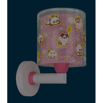 Dalber 41769S - Dziecięca lampa ścienna KAWAII FRIENDS 1xE27/15W/230V różowa