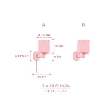 Dalber 41769S - Dziecięca lampa ścienna KAWAII FRIENDS 1xE27/15W/230V różowa