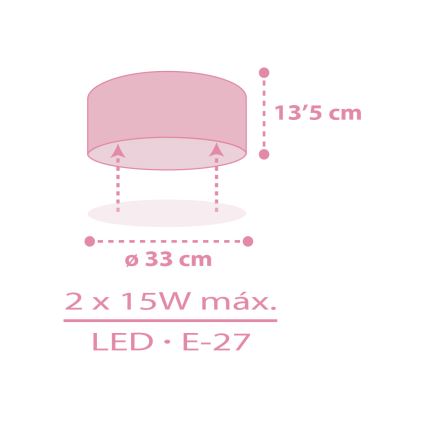 Dalber 42006S - Plafon dziecięcy COLOR LIGHT 2xE27/15W/230V różowy