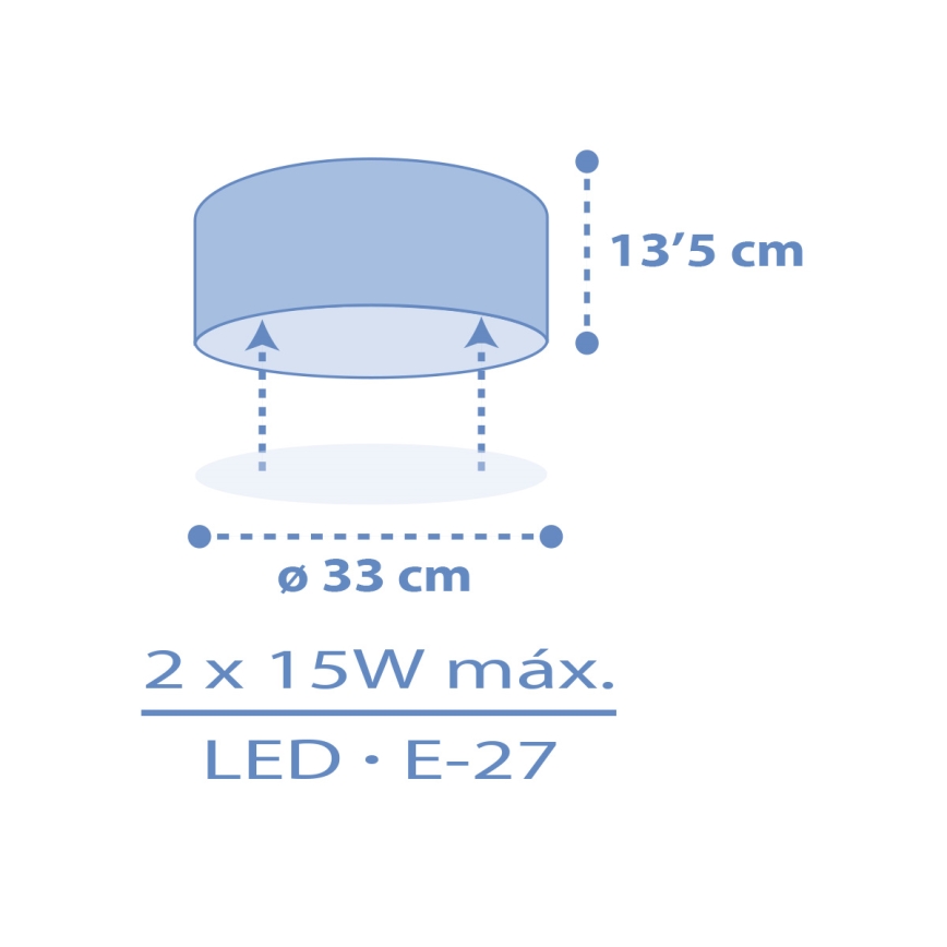 Dalber 42006T - Plafon dziecięcy COLOR LIGHT 2xE27/15W/230V niebieski