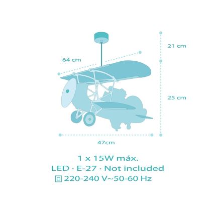 Dalber 54542 - Dziecięcy żyrandol LITTLE CROCODILE 1xE27/15W/230V
