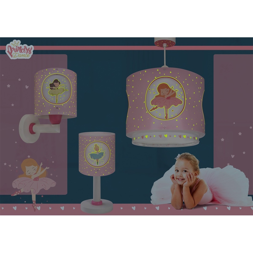 Dalber 60919 - Dziecięca lampa ścienna PRINCESS DANCE 1xE27/15W/230V różowa