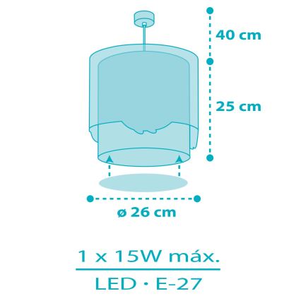 Dalber 61172T - Żyrandol dziecięcy WHALE DREAMS 1xE27/15W/230V niebieski