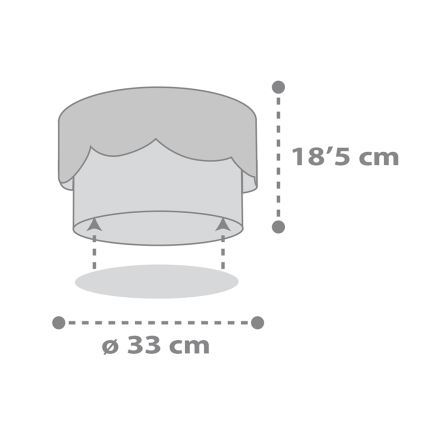 Dalber 61236E - Plafon dziecięcy MOON 2xE27/60W/230V szary