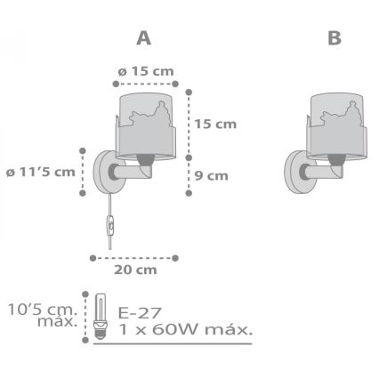 Dalber 61279 - Kinkiet dziecięcy LOVING DEER 1xE27/60W/230V