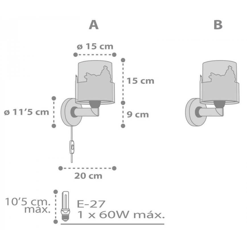 Dalber 61279 - Kinkiet dziecięcy LOVING DEER 1xE27/60W/230V