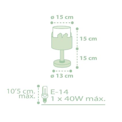 Dalber 61711H - Lampa dziecięca SWEET LOVE 1xE14/40W/230V zielony