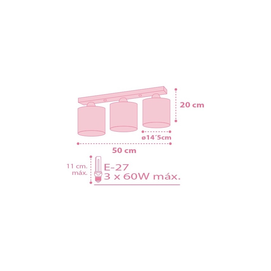 Dalber 62003S - Plafon dziecięcy COLORS 3xE27/60W/230V