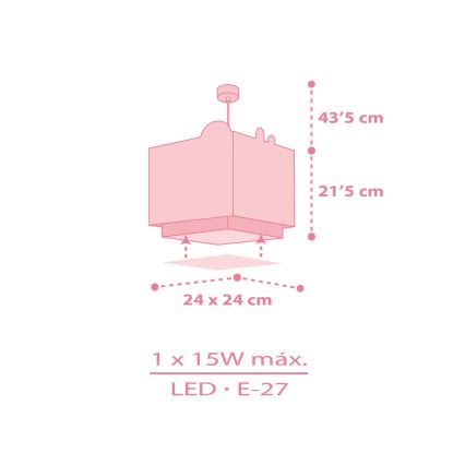 Dalber 63112S - Żyrandol dziecięcy JUNGLE 1xE27/15W/230V różowy
