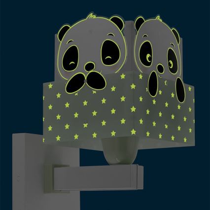 Dalber 63169H - Dziecięca lampa ścienna PANDA 1xE27/60W/230V zielona