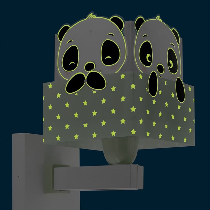 Dalber 63169H - Dziecięca lampa ścienna PANDA 1xE27/60W/230V zielona