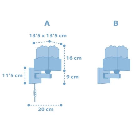 Dalber 63169T - Kinkiet dzecięcy PANDA 1xE27/60W/230V niebieski