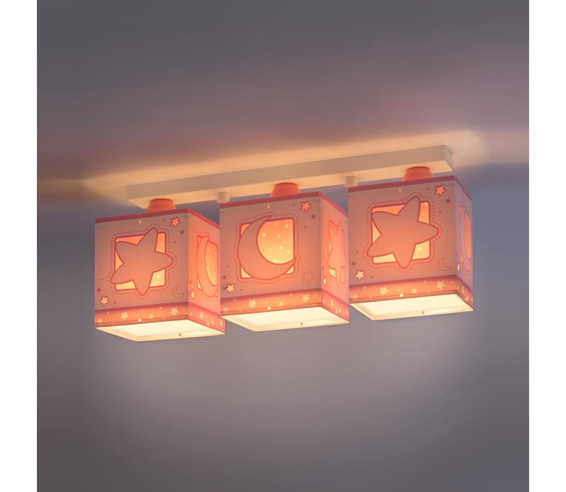 Dalber 63233NS - Plafon dziecięcy MOON LIGHT 3xE27/60W/230V różowy