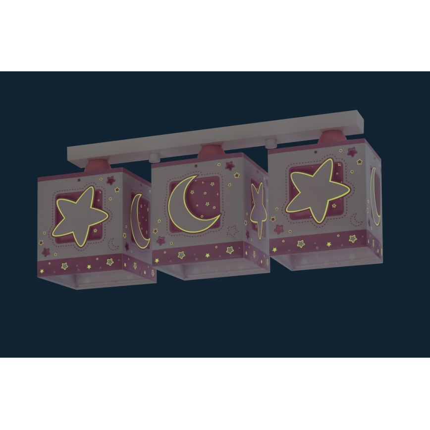 Dalber 63233NS - Plafon dziecięcy MOON LIGHT 3xE27/60W/230V różowy