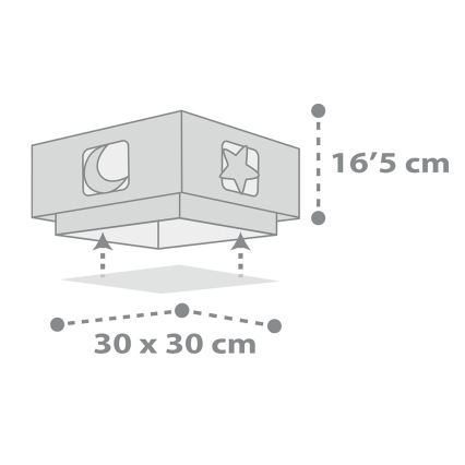 Dalber 63236E - Plafon dziecięcy MOONLIGHT 2xE27/60W/230V szary