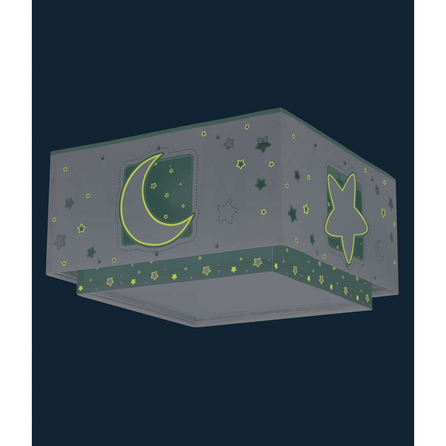 Dalber 63236H - Plafon dziecięcy MOONLIGHT 2xE27/60W/230V zielony