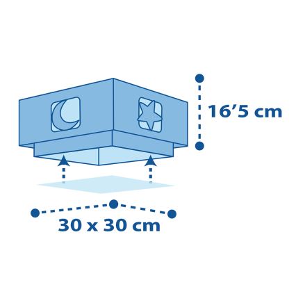 Dalber 63236T - Plafon dziecięcy MOONLIGHT 2xE27/60W/230V niebieski