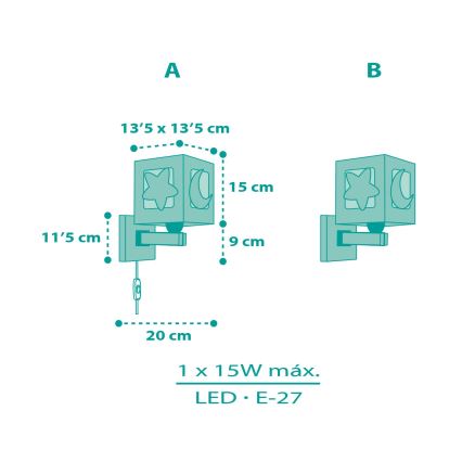 Dalber 63239H - Kinkiet dziecięcy MOONLIGHT 1xE27/15W/230V zielony