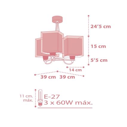 Dalber 63267S - Żyrandol dziecięcy KOALA 3xE27/60W/230V