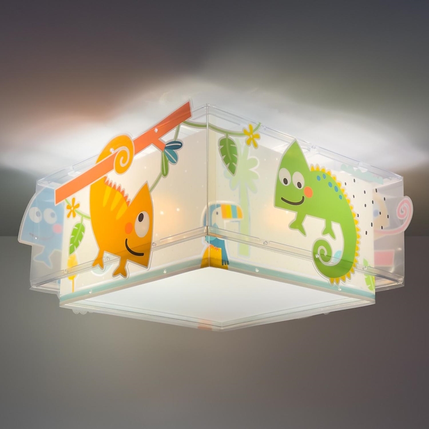 Dalber 63316 - Dziecięca lampa sufitowa HAPPY JUNGLE 2xE27/15W/230V
